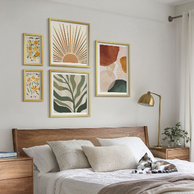 Set di 5 quadri Grafica vegetale elegante con geometria