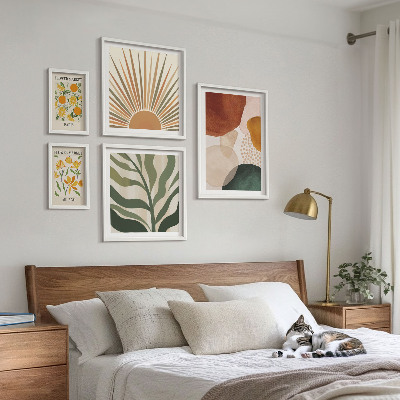 Set di 5 quadri Grafica vegetale elegante con geometria