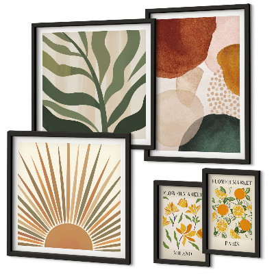 Set di 5 quadri Grafica vegetale elegante con geometria