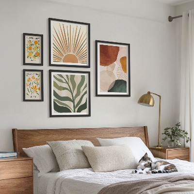 Set di 5 quadri Grafica vegetale elegante con geometria