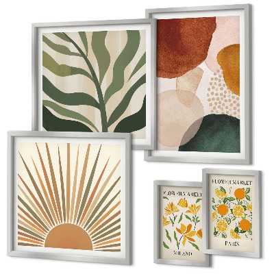Set di 5 quadri Grafica vegetale elegante con geometria