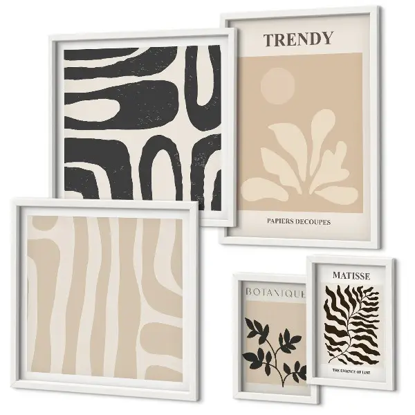 Set di quadri incorniciati con eleganti motivi decorativi vegetali
