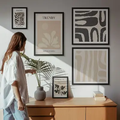 Set di quadri incorniciati con eleganti motivi decorativi vegetali