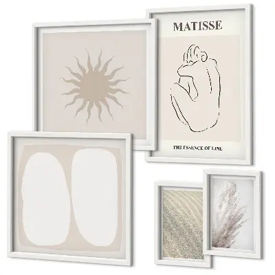 Set di 5 quadri con forme minimaliste in stile boho