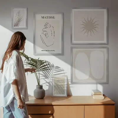 Set di 5 quadri con forme minimaliste in stile boho