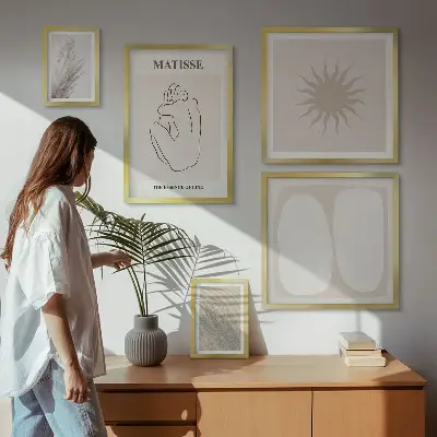 Set di 5 quadri con forme minimaliste in stile boho