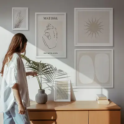 Set di 5 quadri con forme minimaliste in stile boho