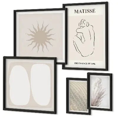 Set di 5 quadri con forme minimaliste in stile boho