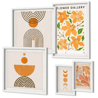 Set di 5 quadri Fiori e geometrie eleganti