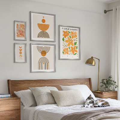 Set di 5 quadri Fiori e geometrie eleganti