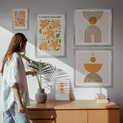 Set di 5 quadri Fiori e geometrie eleganti