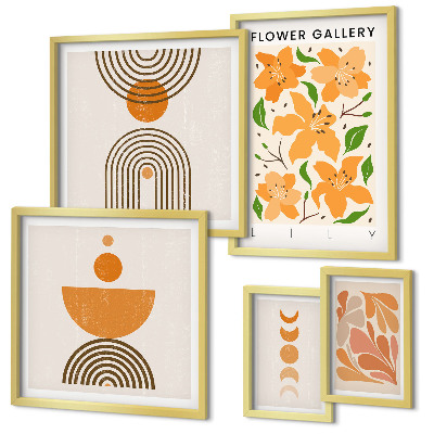 Set di 5 quadri Fiori e geometrie eleganti