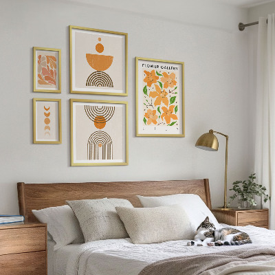 Set di 5 quadri Fiori e geometrie eleganti