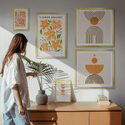 Set di 5 quadri Fiori e geometrie eleganti