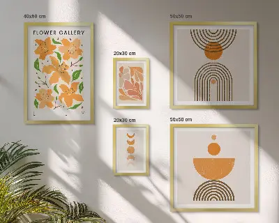Set di 5 quadri con stampa di fiori e motivi geometrici eleganti