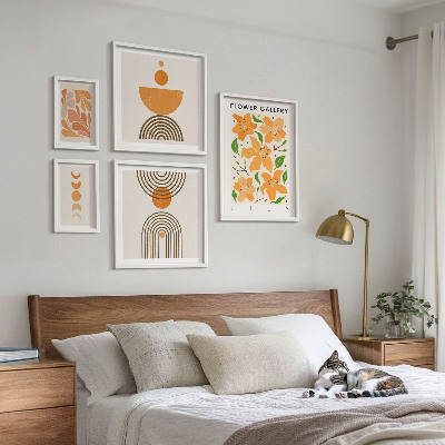 Set di 5 quadri Fiori e geometrie eleganti