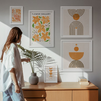 Set di 5 quadri Fiori e geometrie eleganti