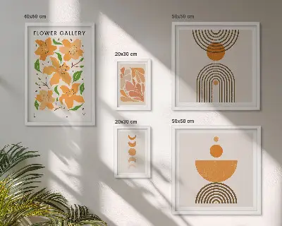 Set di 5 quadri con stampa di fiori e motivi geometrici eleganti