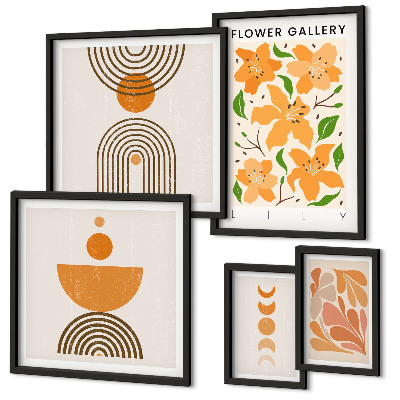 Set di 5 quadri Fiori e geometrie eleganti