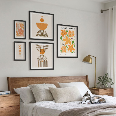 Set di 5 quadri Fiori e geometrie eleganti
