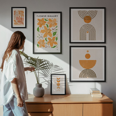 Set di 5 quadri Fiori e geometrie eleganti