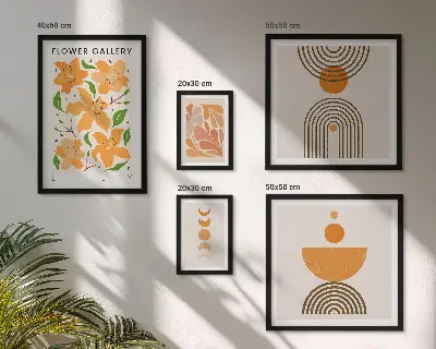 Set di 5 quadri con stampa di fiori e motivi geometrici eleganti