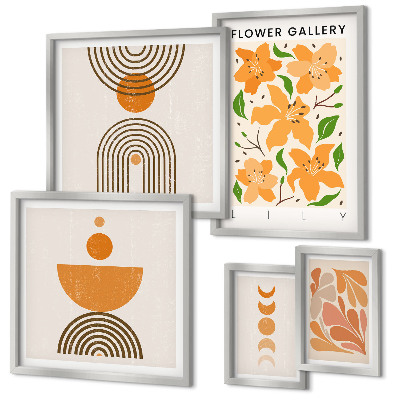 Set di 5 quadri Fiori e geometrie eleganti