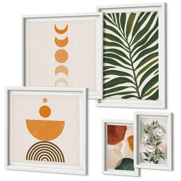 Polittico con cornice motivi vegetali forme boho