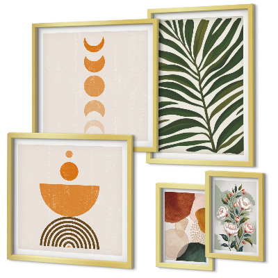 Polittico con cornice motivi vegetali forme boho