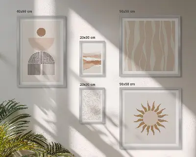 Set di quadri incorniciati con eleganti forme astratte della natura