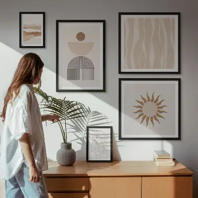 Set di quadri incorniciati con eleganti forme astratte della natura