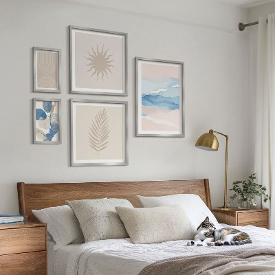 Set di 5 quadri Onde vegetali astratte