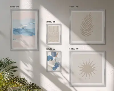 Onde vegetali astratte set di 5 quadri