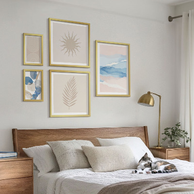 Set di 5 quadri Onde vegetali astratte