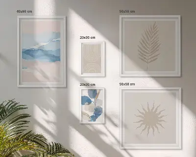 Onde vegetali astratte set di 5 quadri
