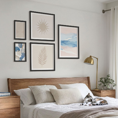 Set di 5 quadri Onde vegetali astratte