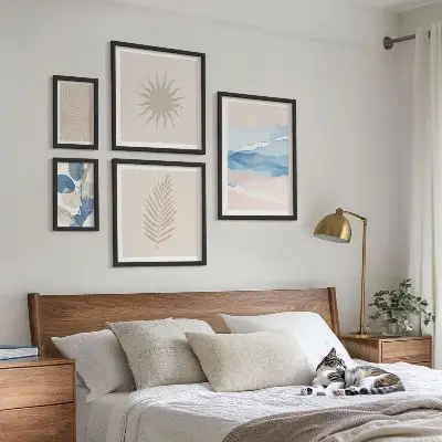 Onde vegetali astratte set di 5 quadri