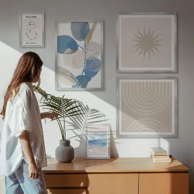 Set di quadri incorniciati con piante astratte eleganti
