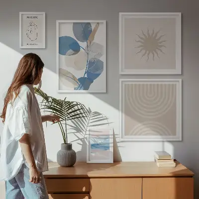Set di quadri incorniciati con piante astratte eleganti