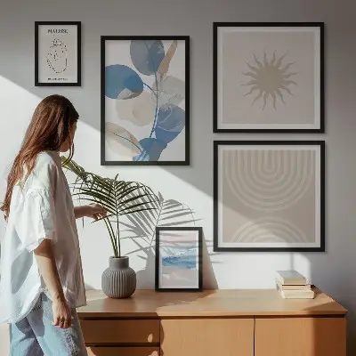 Set di quadri incorniciati con piante astratte eleganti