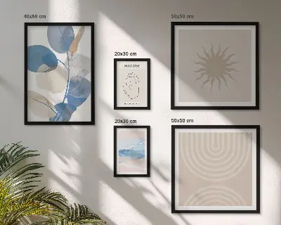Set di quadri incorniciati con piante astratte eleganti