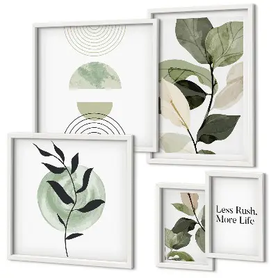 Set di 5 quadri con eleganti grafiche di piante per interni