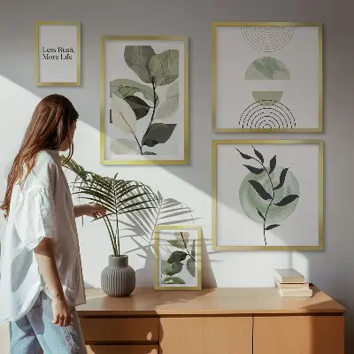 Set di 5 quadri con eleganti grafiche di piante per interni