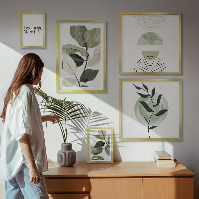 Set di 5 quadri Eleganti grafiche per interni di piante