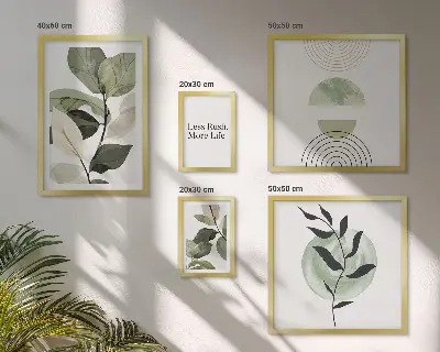 Set di 5 quadri con eleganti grafiche di piante per interni