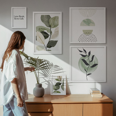 Set di 5 quadri Eleganti grafiche per interni di piante