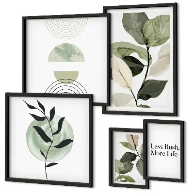 Set di 5 quadri con eleganti grafiche di piante per interni