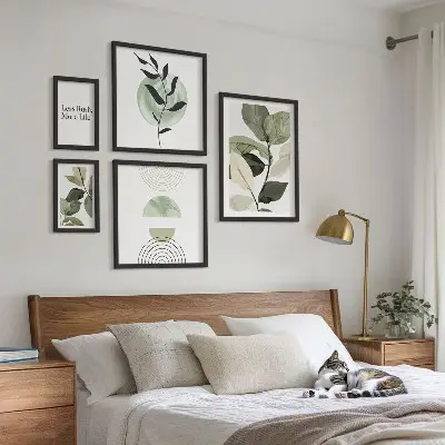 Set di 5 quadri con eleganti grafiche di piante per interni