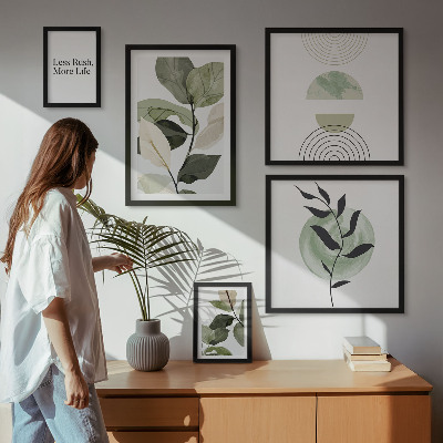 Set di 5 quadri Eleganti grafiche per interni di piante