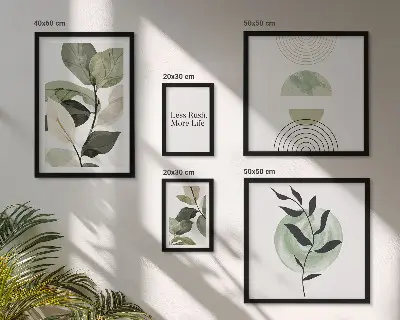Set di 5 quadri con eleganti grafiche di piante per interni